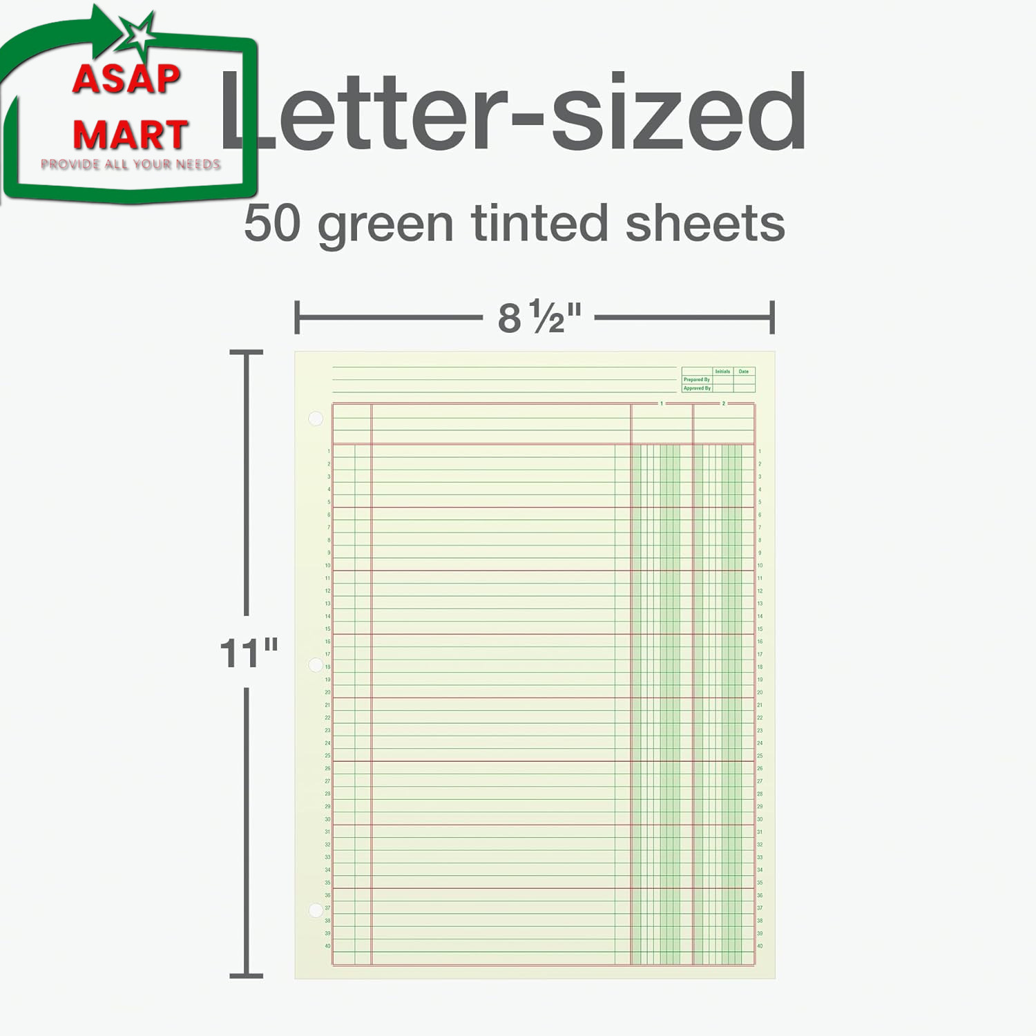 Adams Columnar Analysis Pad, 2 Column Ledger, 8.5″ X 11″, 100 Pages (50 Sheets),