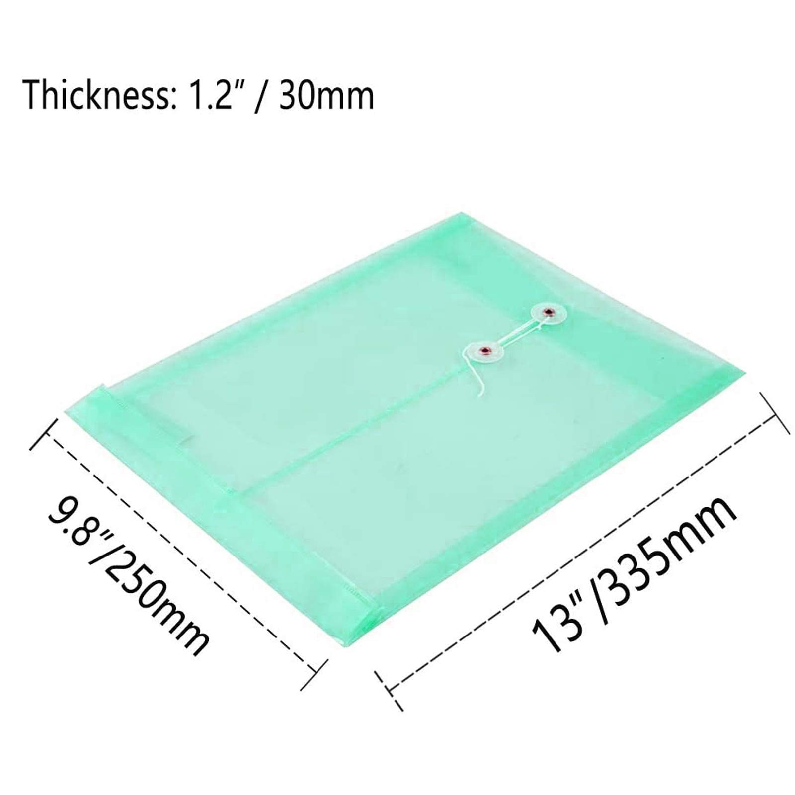 10 Pack Clear Blue Plastic Poly String Envelope with Expandable Gusset, Green