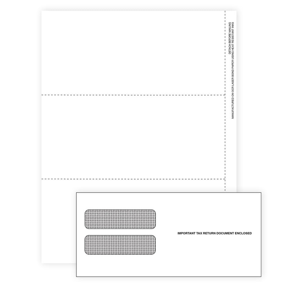 Blue Summit Supplies 50 Pack Blank W-2 3-Up Tax Forms Envelopes Included