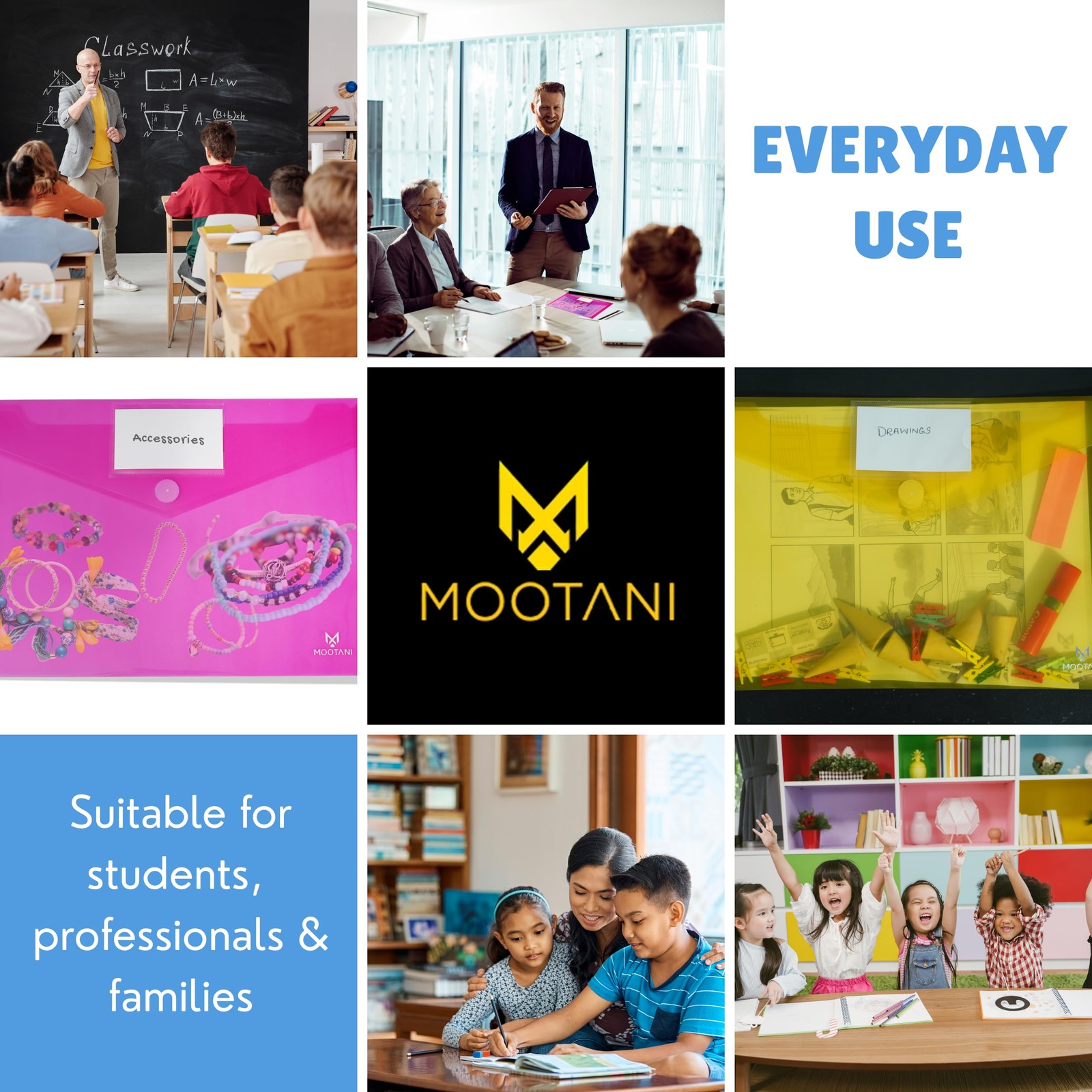 MOOTANI 10 Pack Plastic Pink, Sky Blue, Yellow, Transparent, Purple