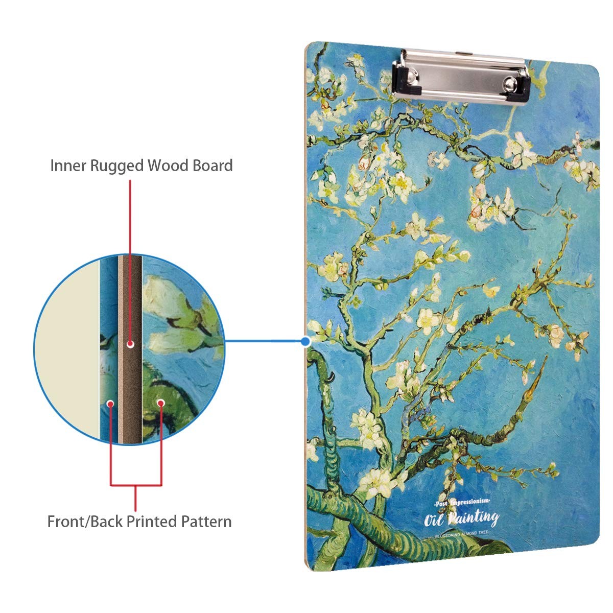WAVEYU Green Flowers Hardboard Clipboard for Women, Letter Flower 02