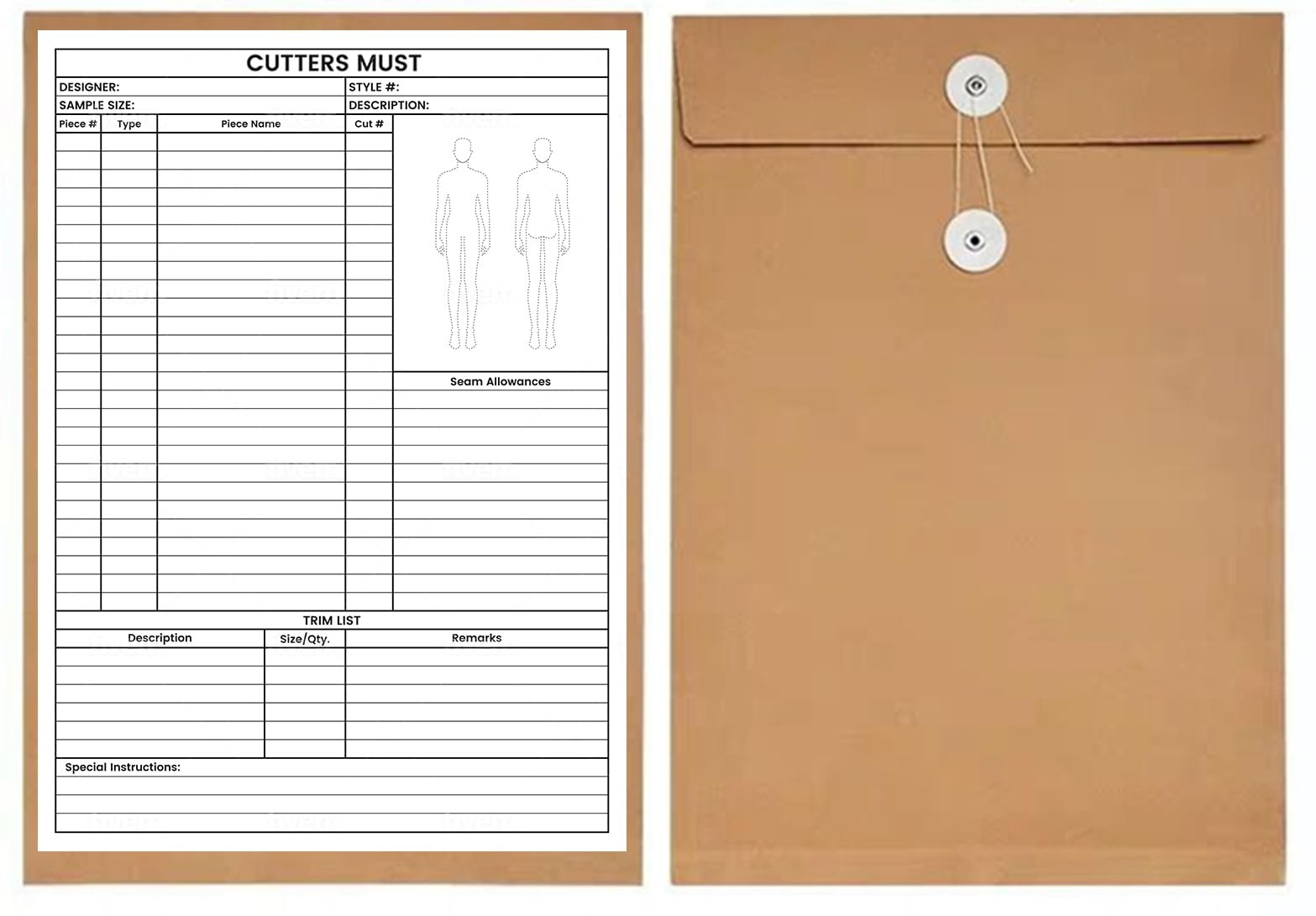 Cutter’s Must Form, Pack of 20 with Kraft String 9.8 x 13.4 inches, Brown