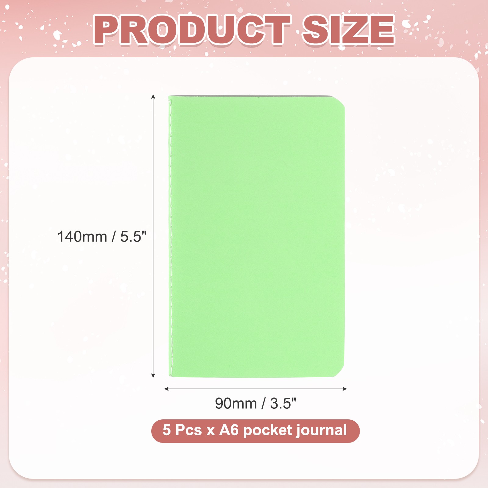 5 Pack A6 Notebook, A6 Journal Mini Notebook Pocket Kraft,Light Green