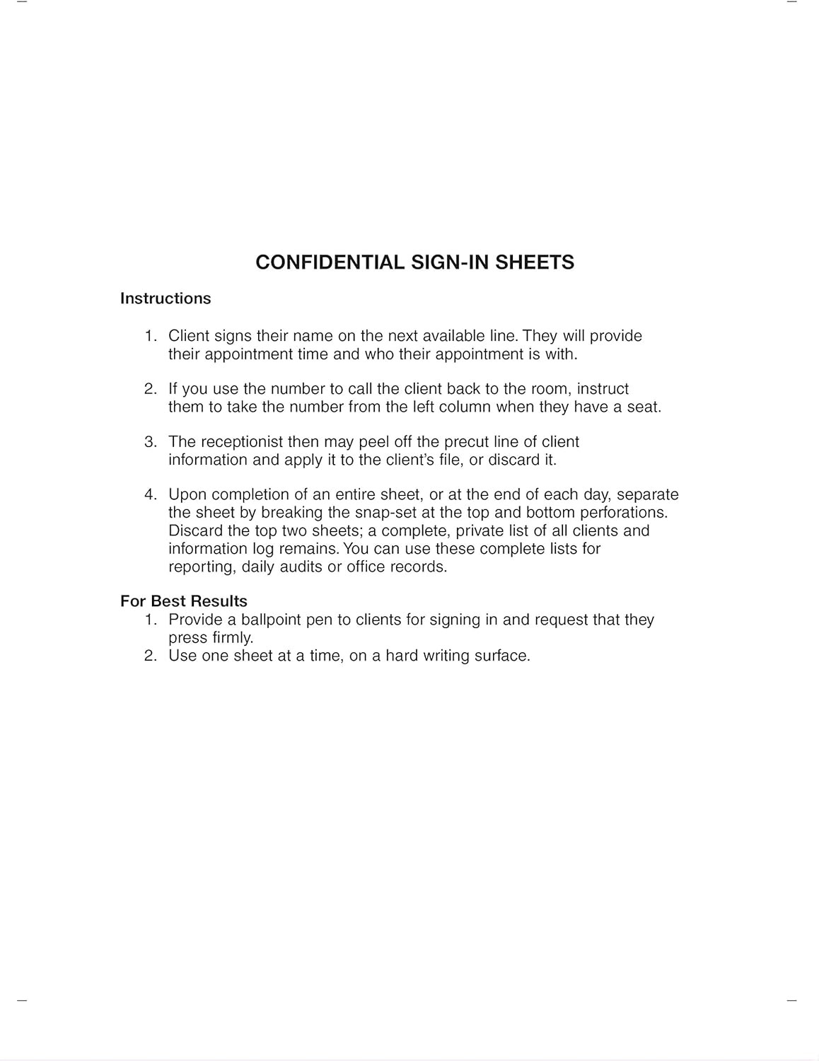 Patient Sign-In Sheets, 8-1/2″ X 11″ (Blue) Carbonless Form (3,125 Patient Label