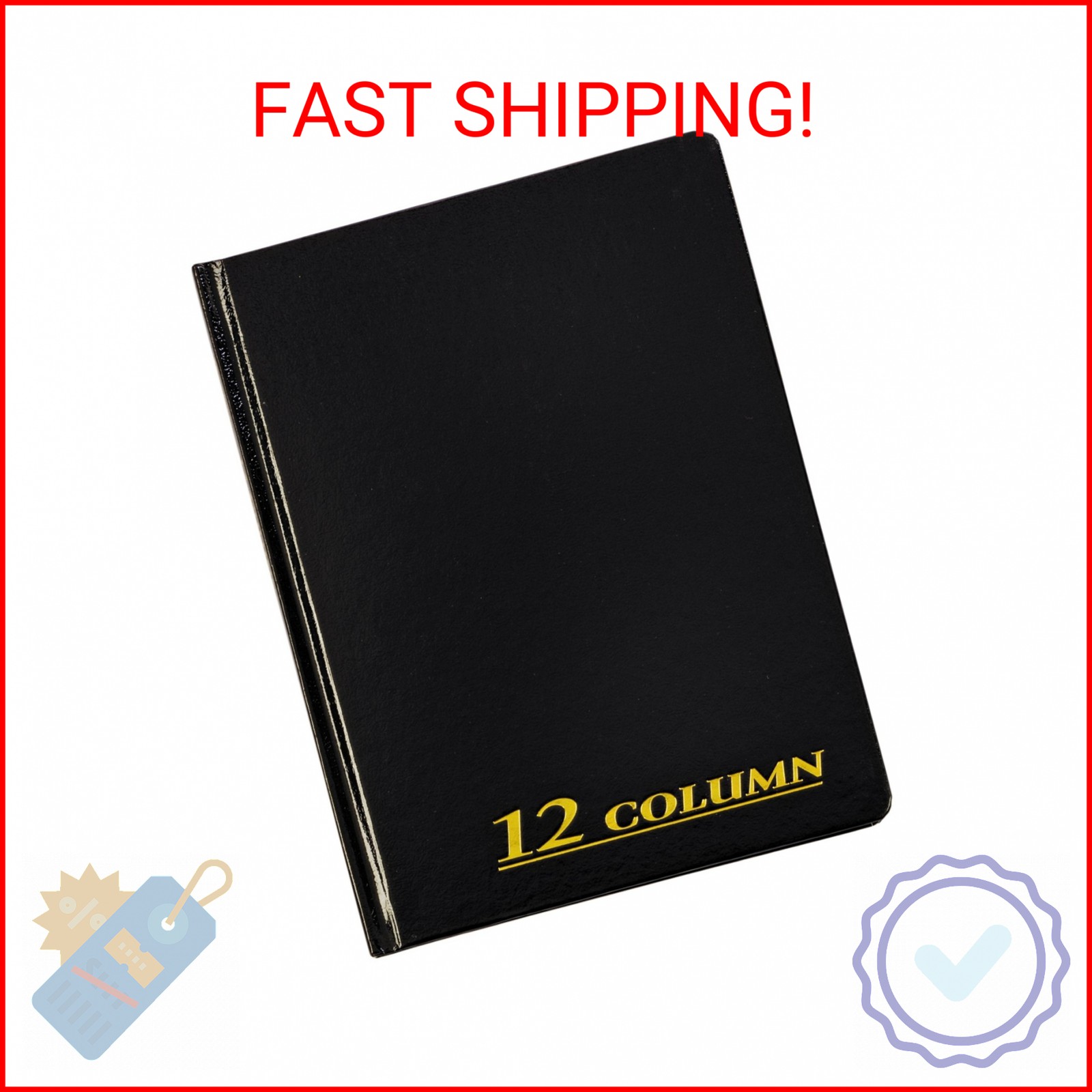 Adams Account Book, 7 x 9.25 Inches, Black, 12-Columns, 80 Pages (ARB8012M)
