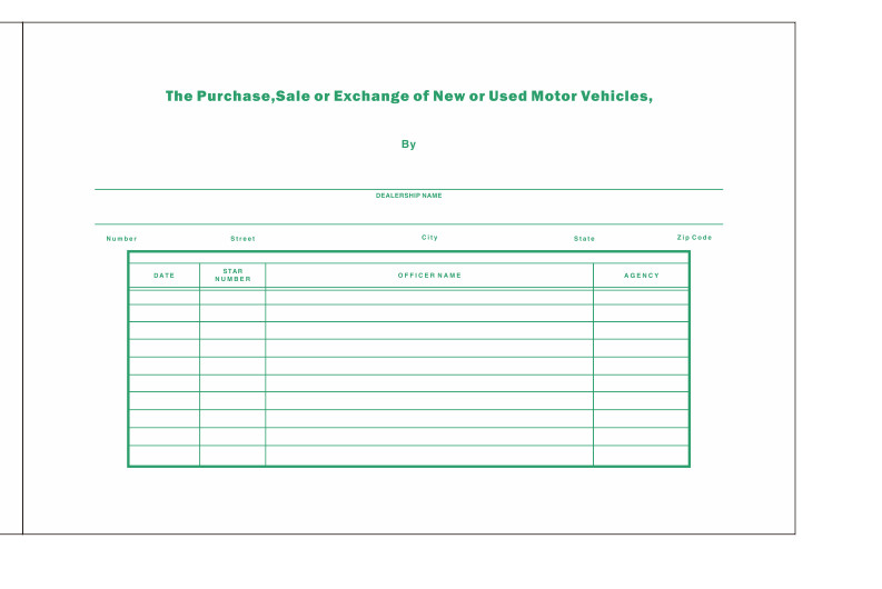 Car Dealer Record Book / Police Book /Inventory Sales Log book