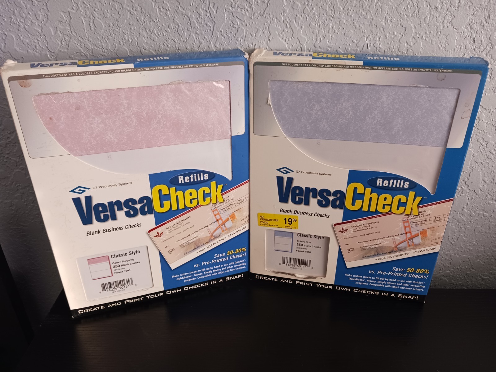 2-Pack VersaCheck Blank Business Checks – Burgundy & Blue Classic Refill Sheets