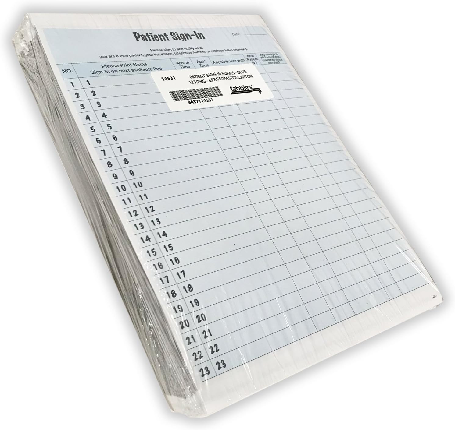 Patient Sign-In Label Forms, 8-1/2″ X 11″ Form, Blue, 23 Labels/Sheet, 125 Sheet