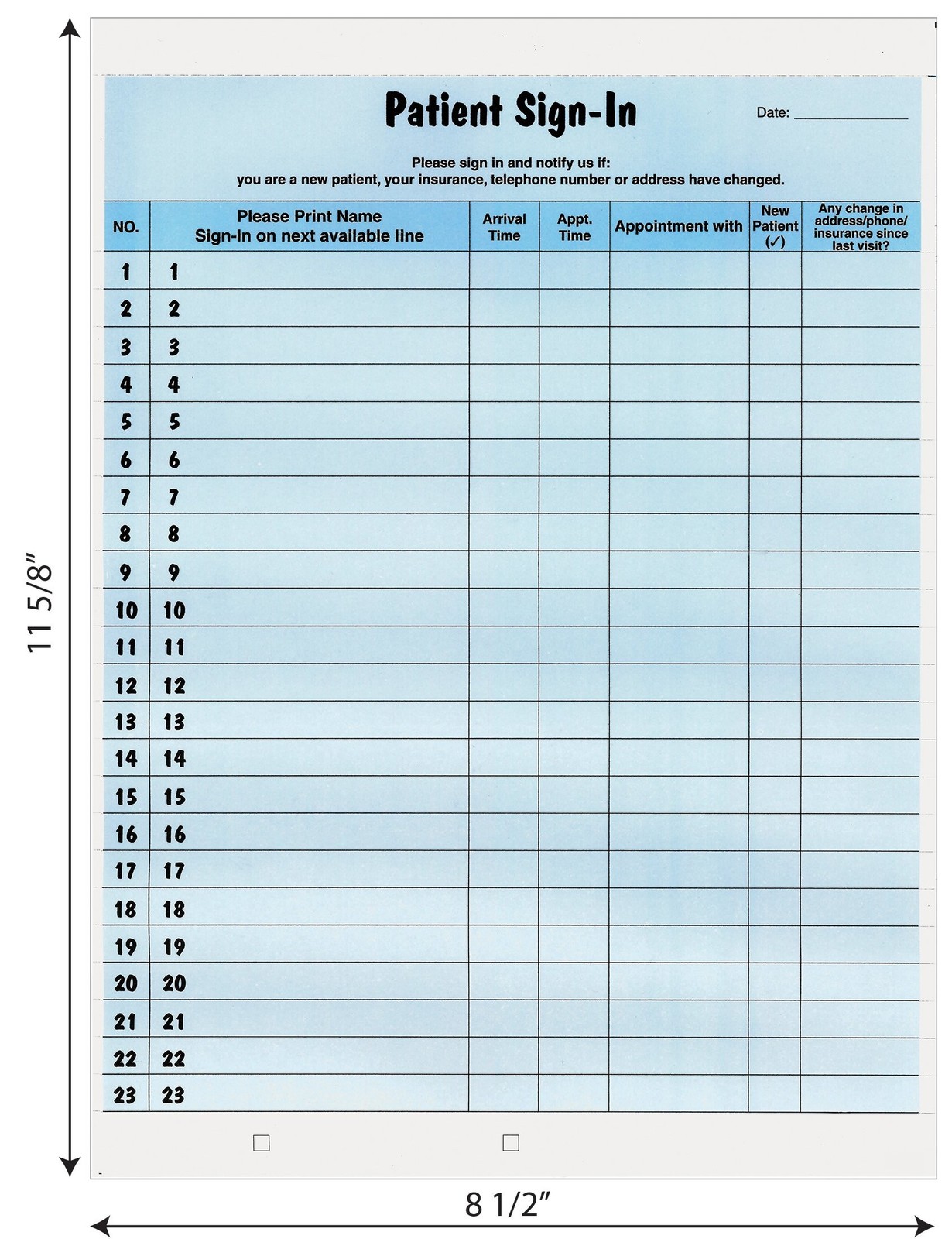 Tabbies Patient Sign-In Label Forms, 8-1/2″ x 11″ Form, Blue, 23 Labels/Sheet…