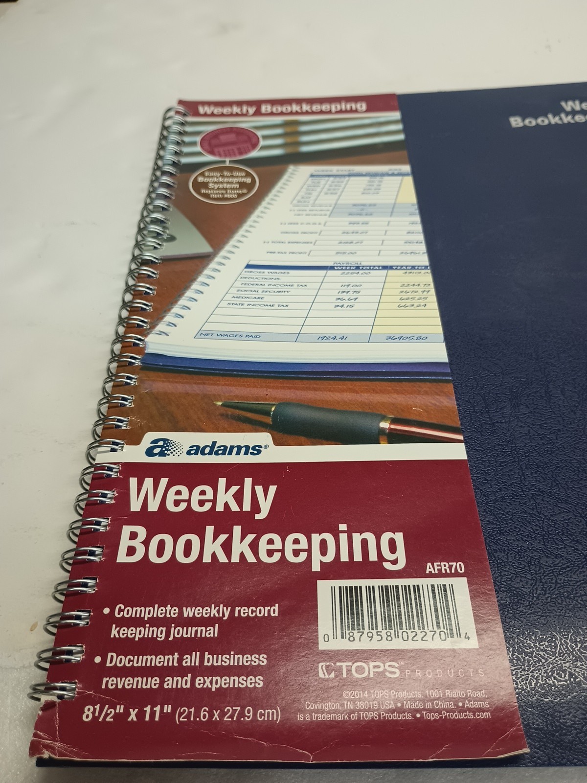 (1) PO Adams Weekly Bookkeeping Record Book, Spiral Bound,8.5 X 11 Inches, AFR70