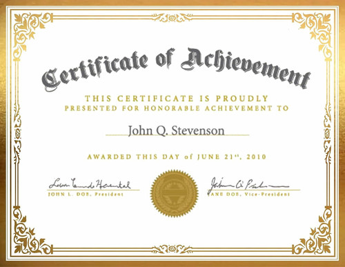 Professional Certificate Paper 8.5 x 11 for Printing, Diploma Paper, GOLD