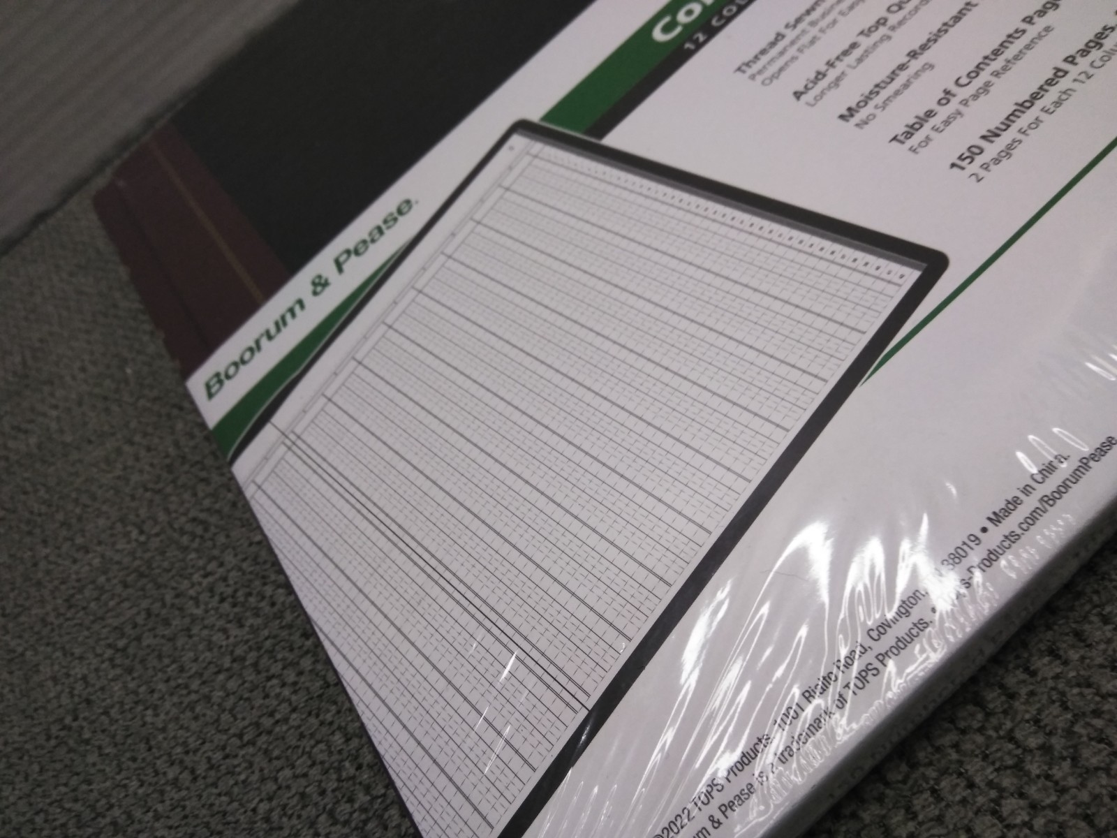 Boorum & Pease Columnar Accounting Book 12 Column Black Cover 150 Pages 1602 1/2