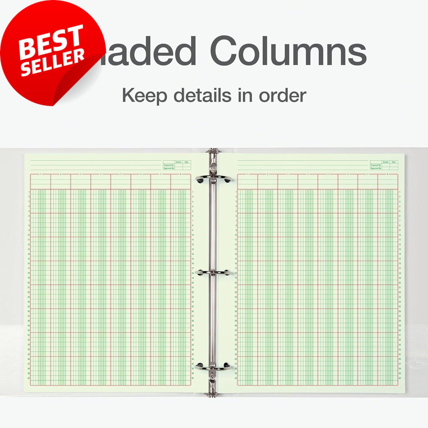 Columnar Analysis Pad 8 Column Ledger 8.5″ X 11″ 100 Pages Green 3 Hole Punch