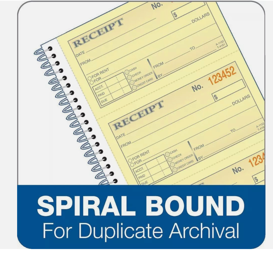 Adams Spiral Money Rent Receipt Books, 2 Part, 5-1/4″ x 11″, 5 Pack (1000 Forms)