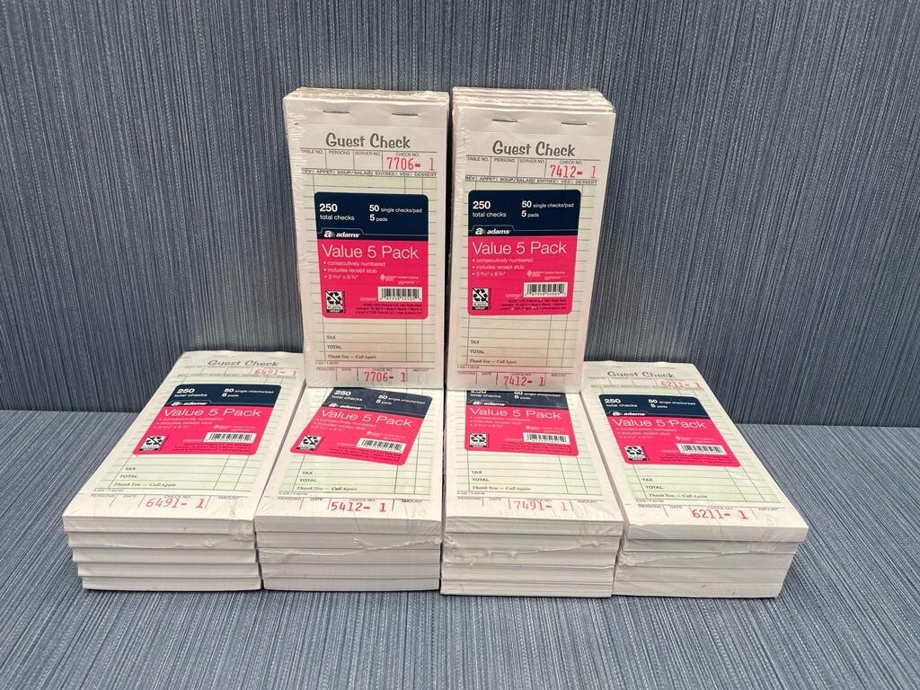 30 Pad Pack of Adams Guest Checks 50 Checks Per Pad 1500 Total Checks