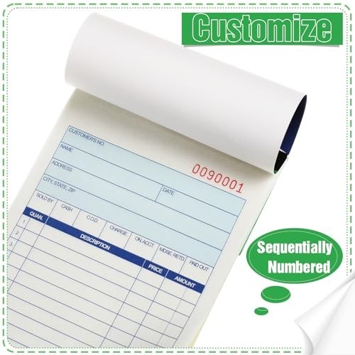 Carbonless Sales Order Books – 55 Pads, 2-Part Receipt Forms, Invoice Copies, 50
