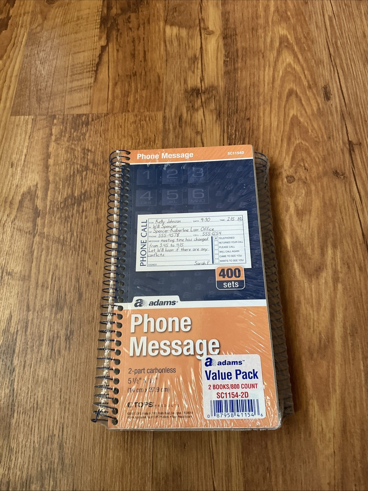 Adams Phone Message Value Pack 2 Books 800 Count Carbonless Duplicate SC1154-2D