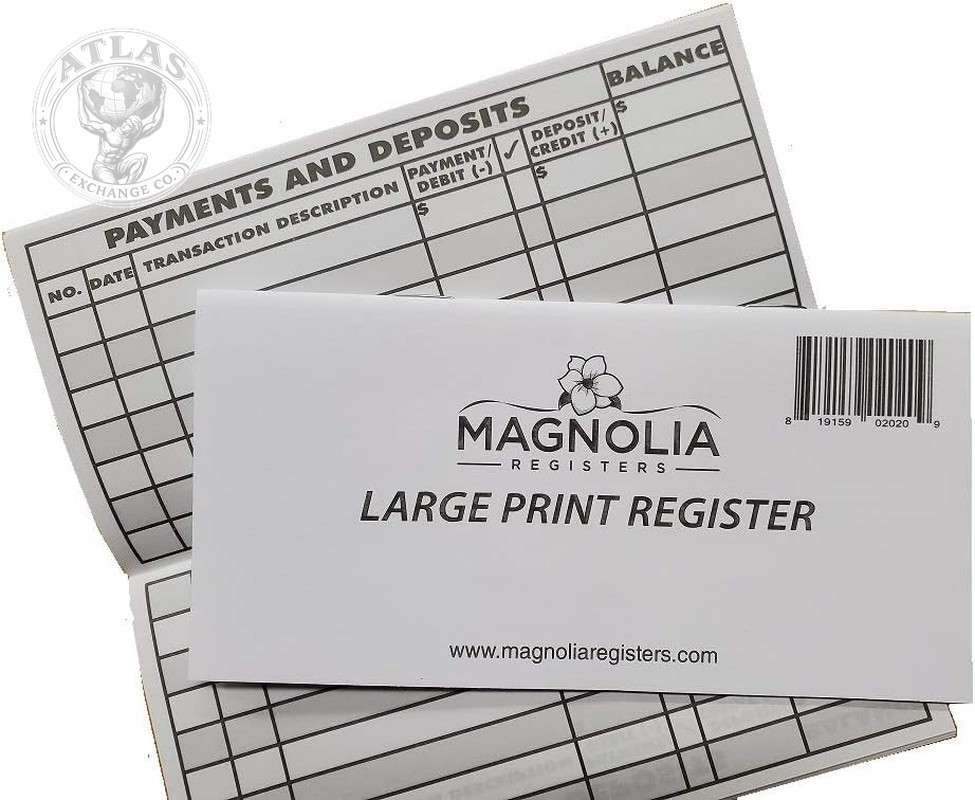 10 Pack Large Print Low Vision Checkbook Registers, 3″ X 6″, Check Registers for