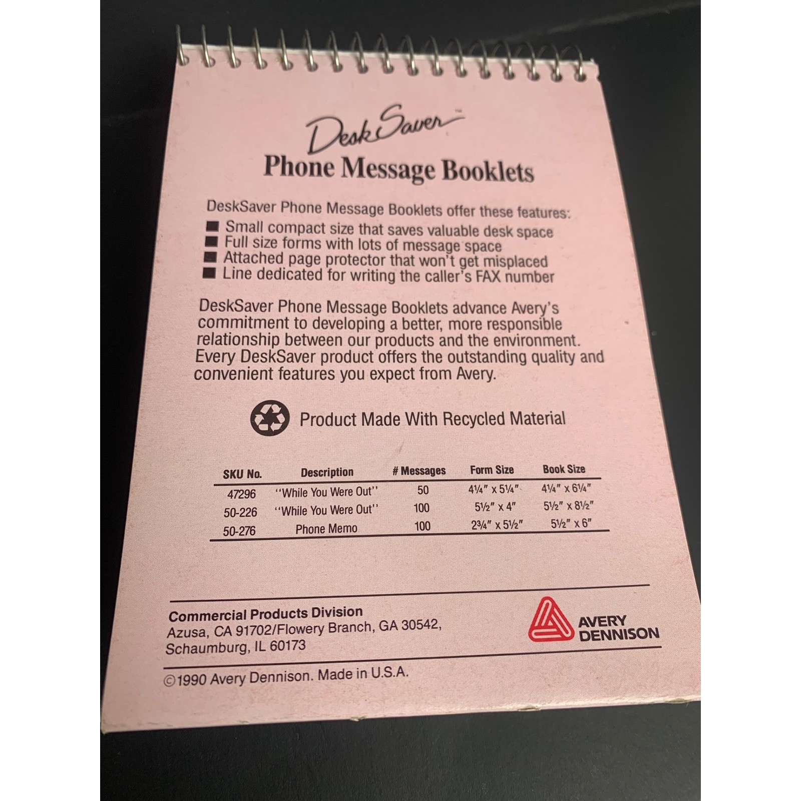 Vintage 4 Avery 47296 While You Were Out Phone Message Booklets Pink Retro 90s