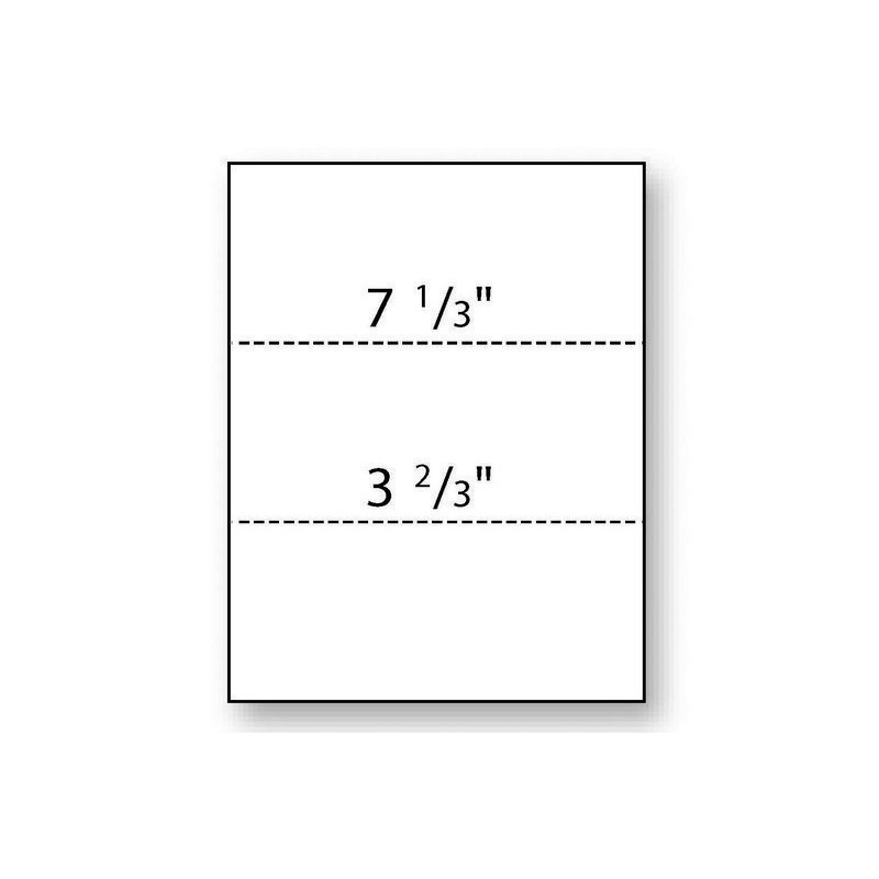 8-1/2” x 11″ Laser Cut Sheet, 24# White Stock, 2 Horizontal Perforations
