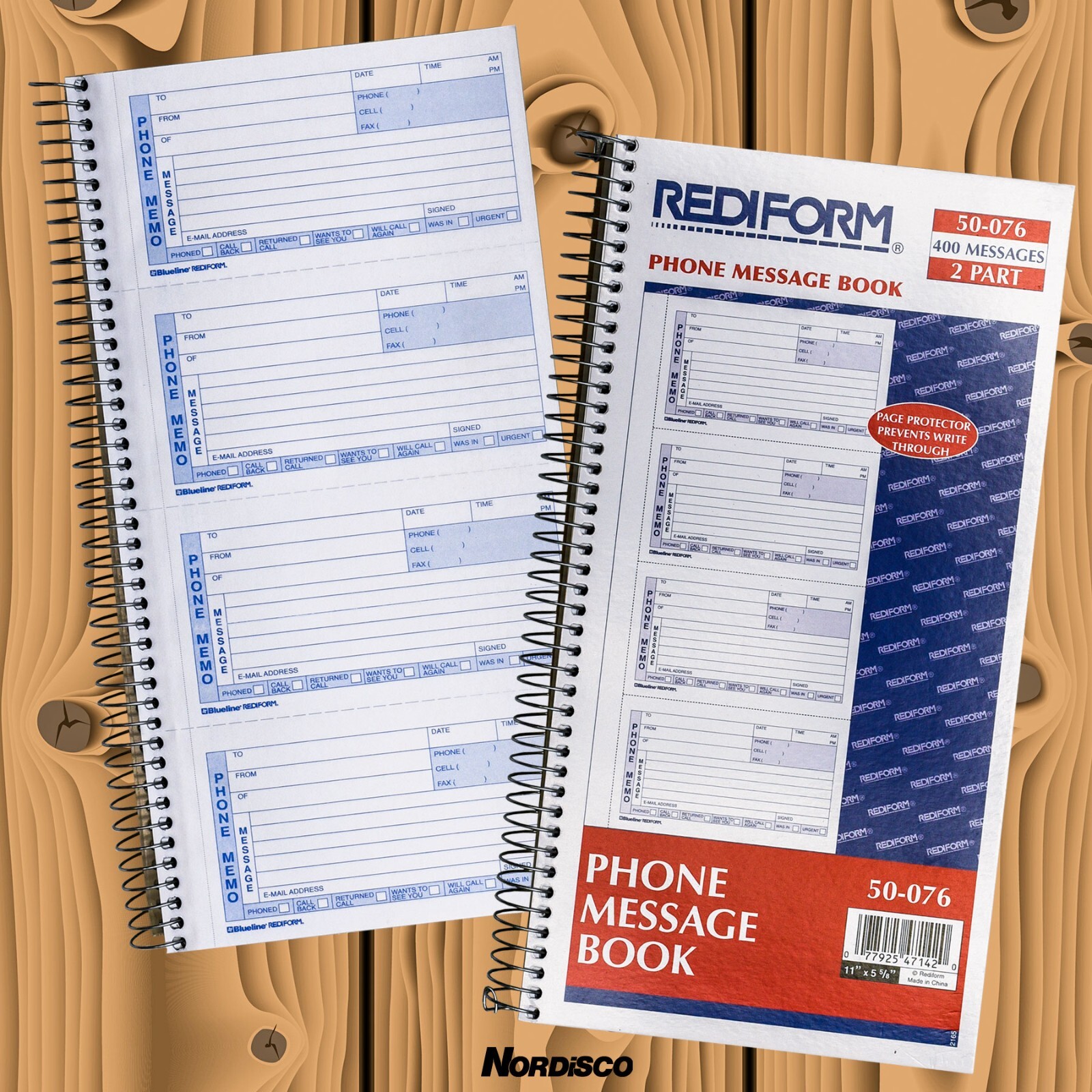 Rediform 50-076 Phone Message Book, 2-Part, 400 Messages, 11 x 5-5/8″
