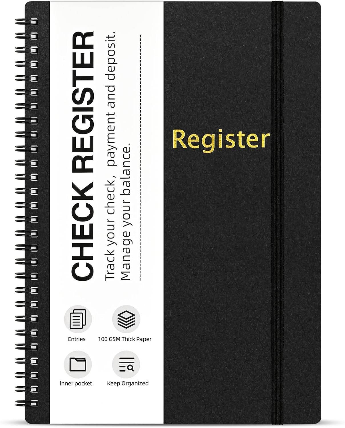 Large Spiral Check Register Book for Easy Financial Tracking – 7.5” x 10”
