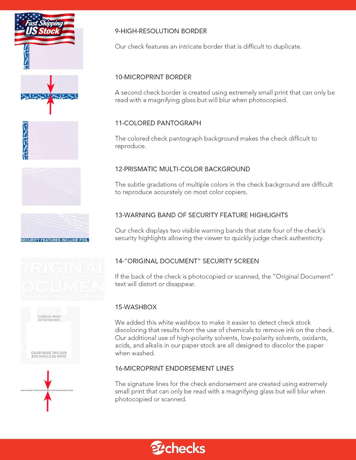 EZ Checks 3 Checks per Page Hologram High Security Laser Check Stock | 150 Sheet