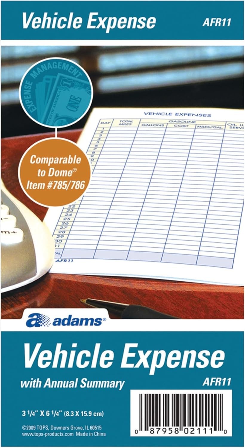 Adams Vehicle Expense Journal, , 3.25 x 6.25 Inches, 3-1/4″ x 6-1/4″, White
