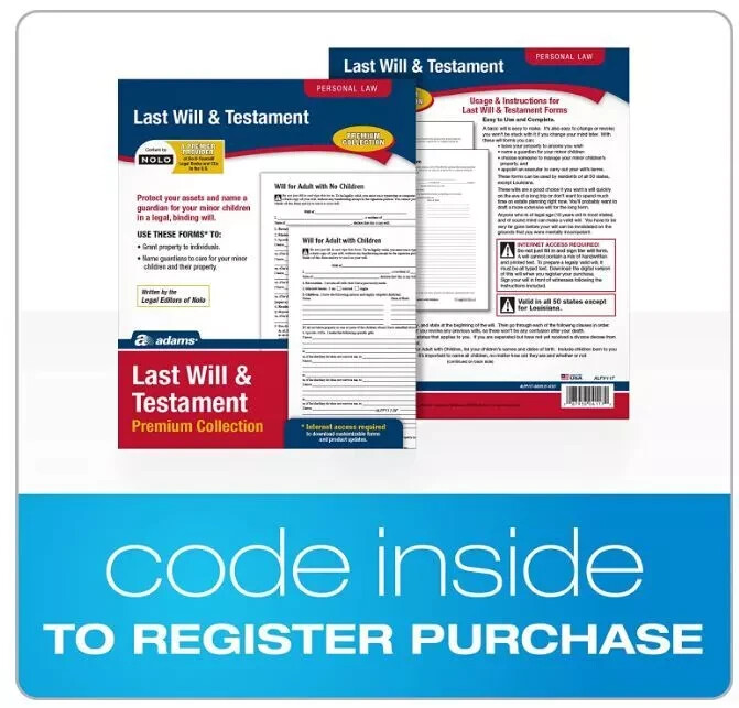 Adams Last Will and Testament with CD, Forms and Instructions (ALFP117)