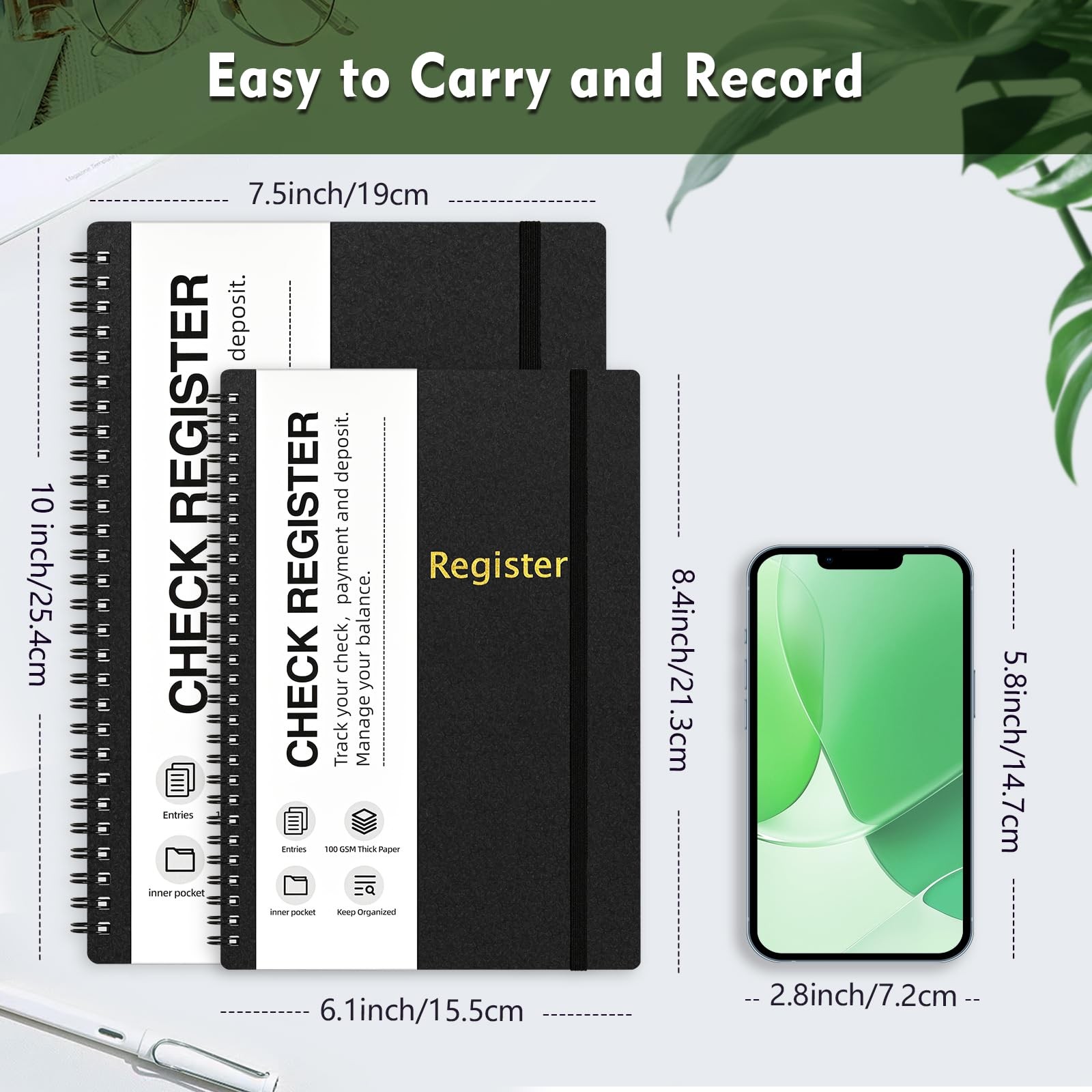 Check Registers for Personal Checkbook, Spiral Large Check Register Book, Bud…