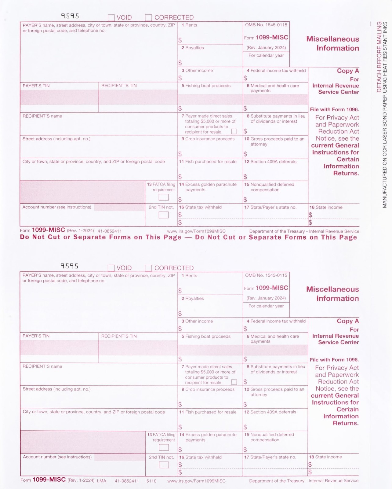 1099 MISC Forms 2023, 5 Part Set, Kit For 25 Vendors Complete Laser 1099 Tax …