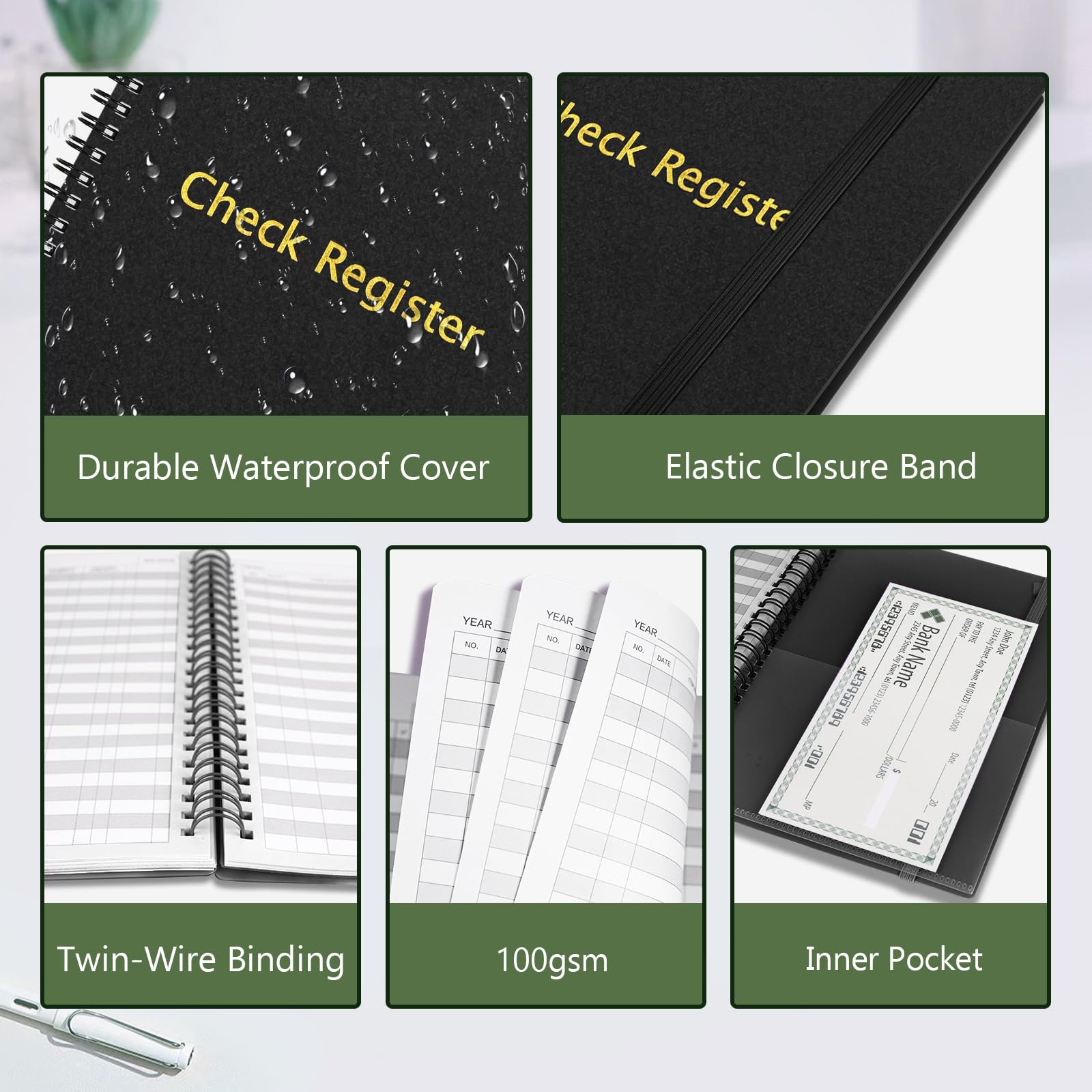 Check Registers for Personal Checkbook, Spiral Large Check Register Book, Bud…