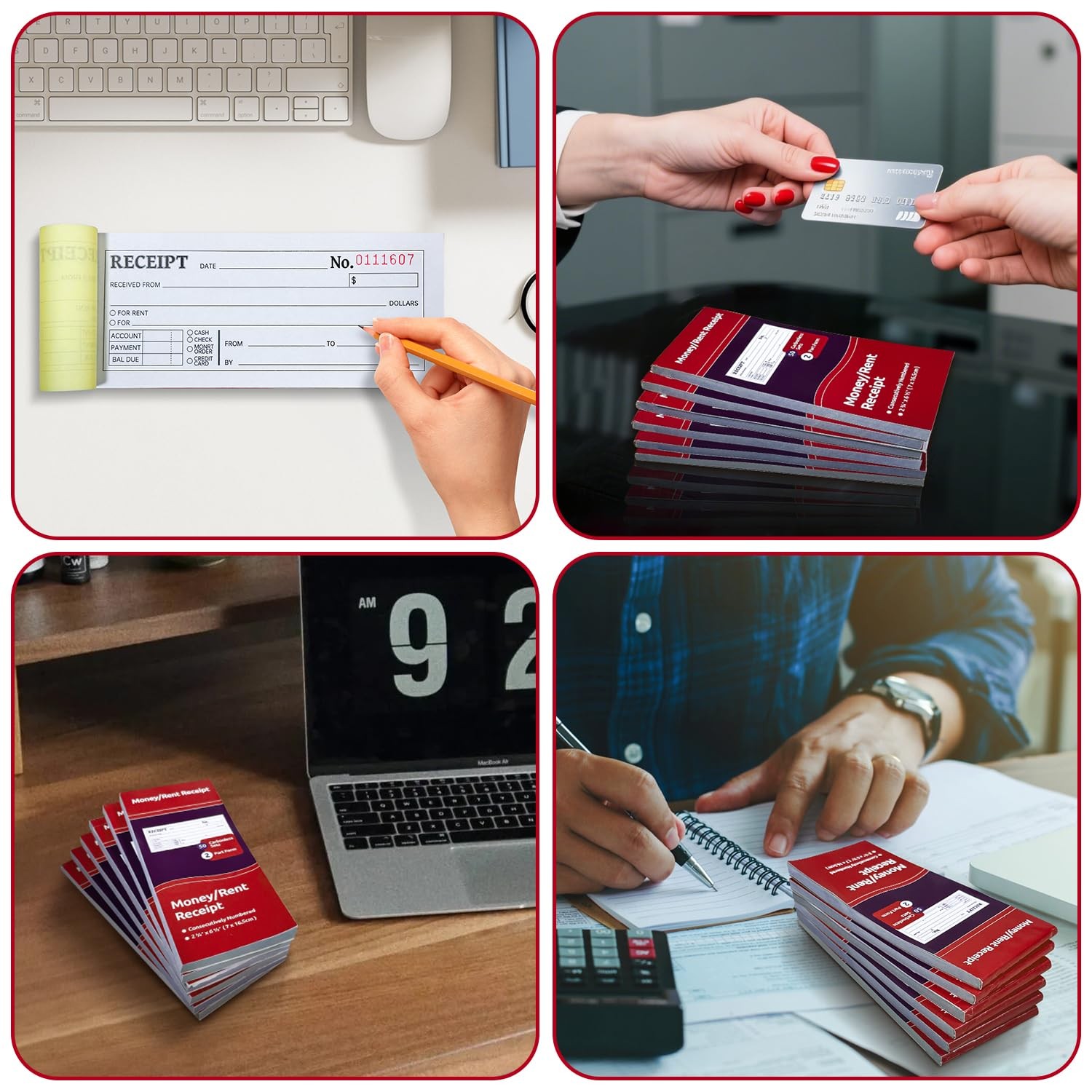 6-Pack Carbonless Receipt Book for Small Business – Money & Rent Receipts, 2-…