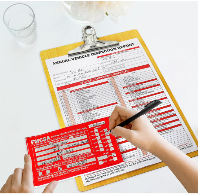 30Pack DOT Annual Vehicle Inspection Forms and Stickers 30-Pk 3-Ply Vehicle