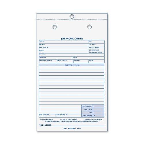 REDIFORM Job Work Order Book, 5 1/2 x 9 1/8, Two Part, 50/Book