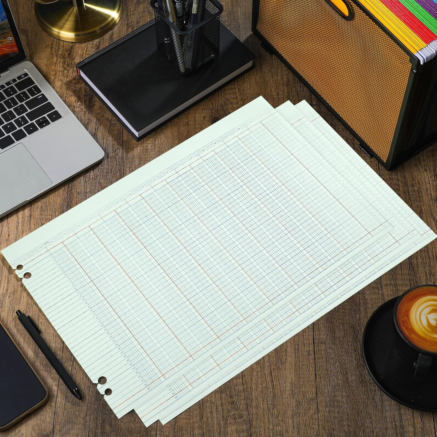 200 Pcs 30 Columns Accounting Ledger Book Columnar Pad Sheet Ruled Ledger Paper