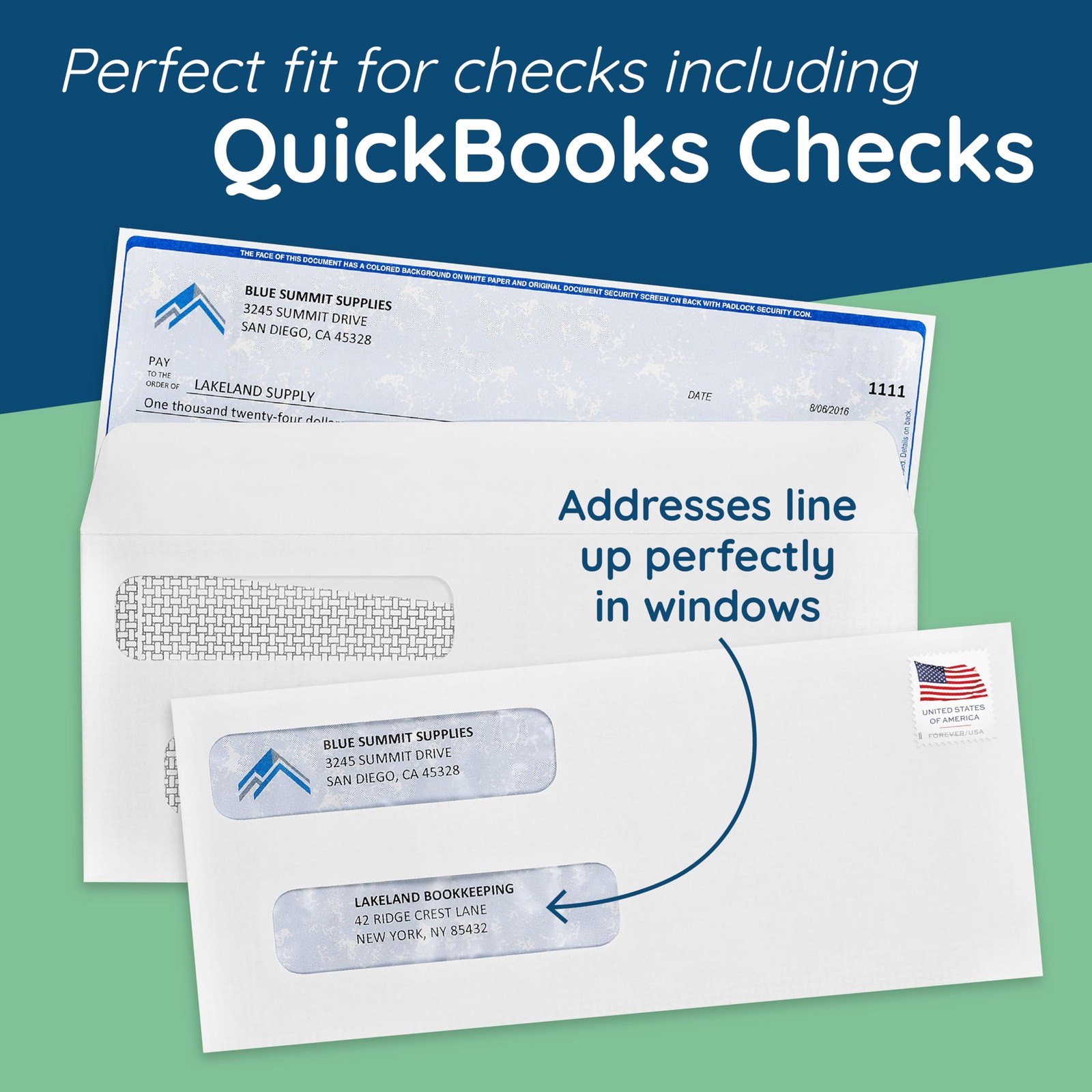 500#8 Gummed Double Window Security Check Envelopes – Number 8, White