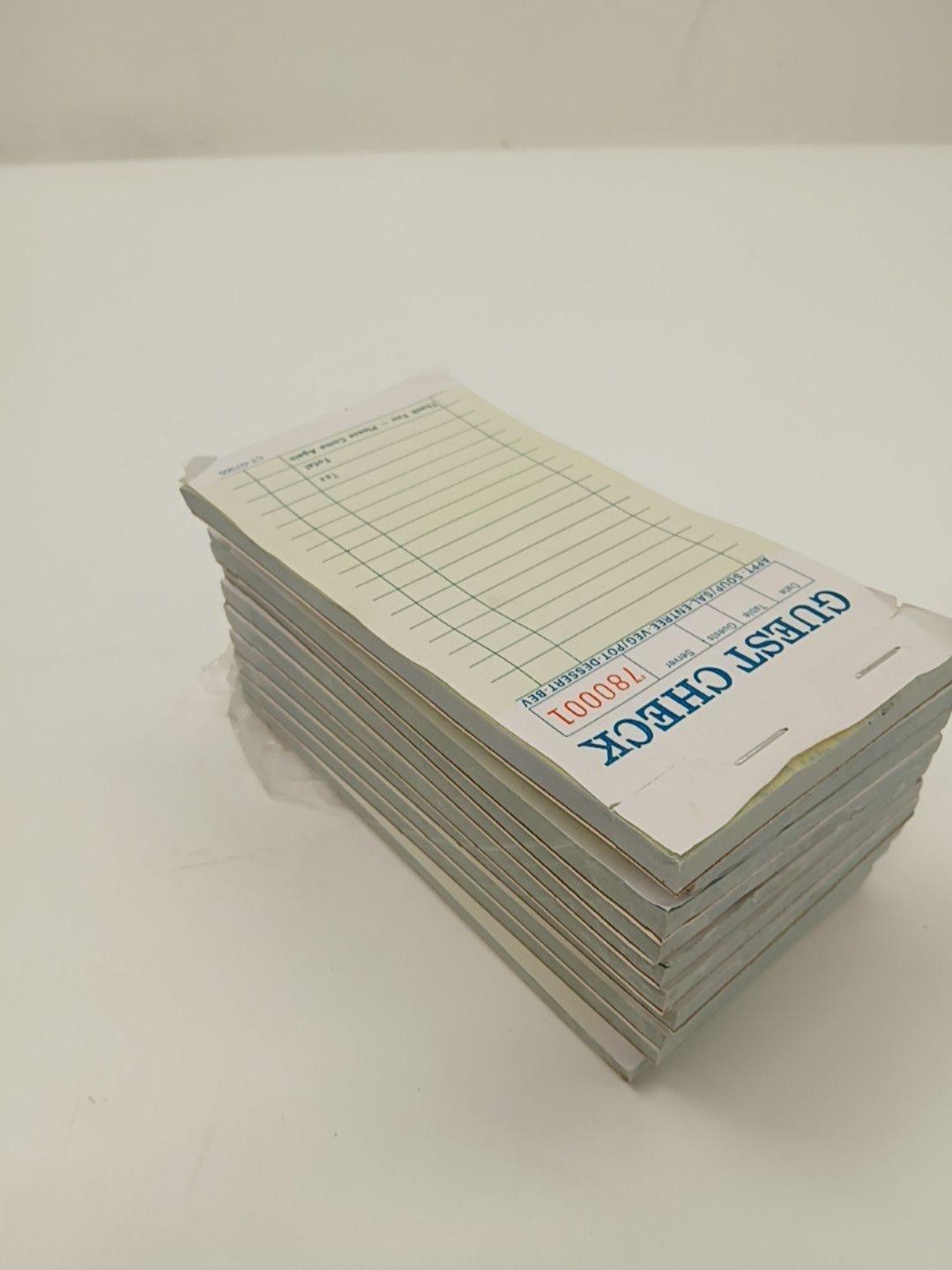 Guest Check Numbered Receipt Books Pads CT-G7000 Restaurant Lot Of 10 Green