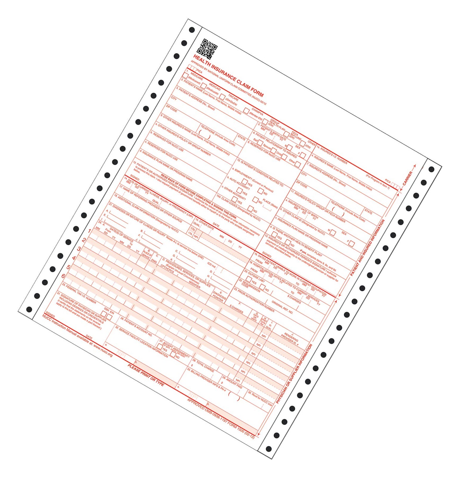 Adams CMS-1500 Health Insurance Claim Forms, 100 Count (Pack of 1), White