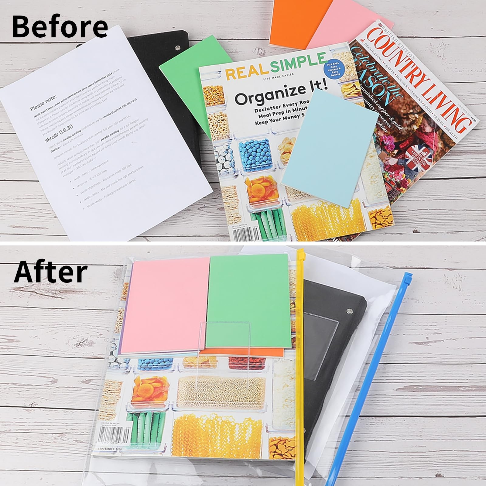 EOOUT 36pcs Plastic Envelopes Poly Zip Envelope Clear Zipper 11 Colors