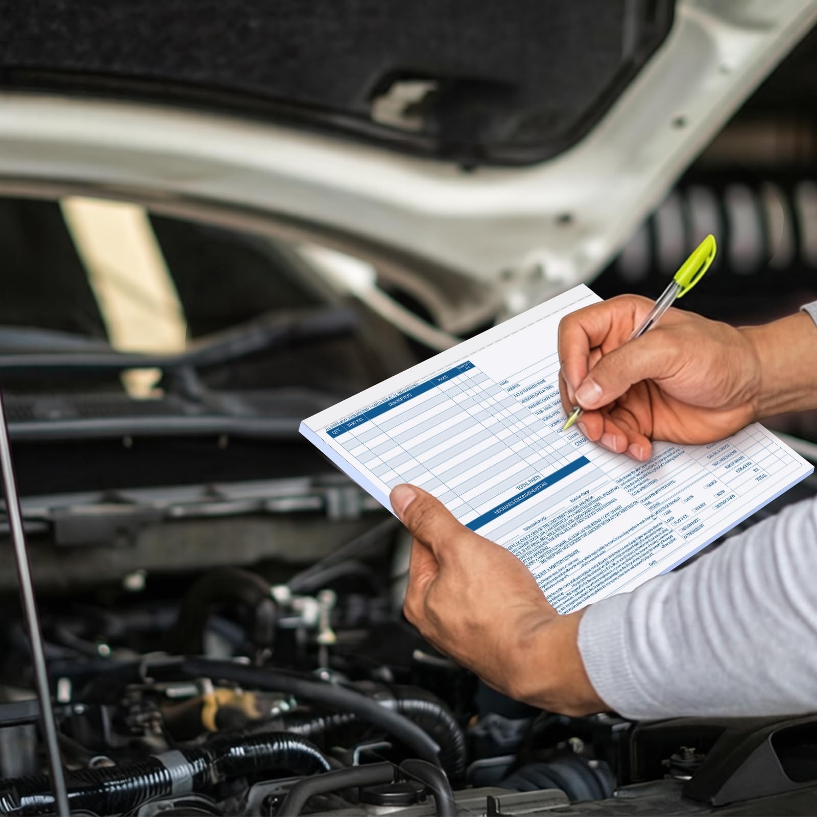 150 Sets Carbonless Auto Repair Invoice Book, 3-Part Mechanic Order Forms 8.5×7.