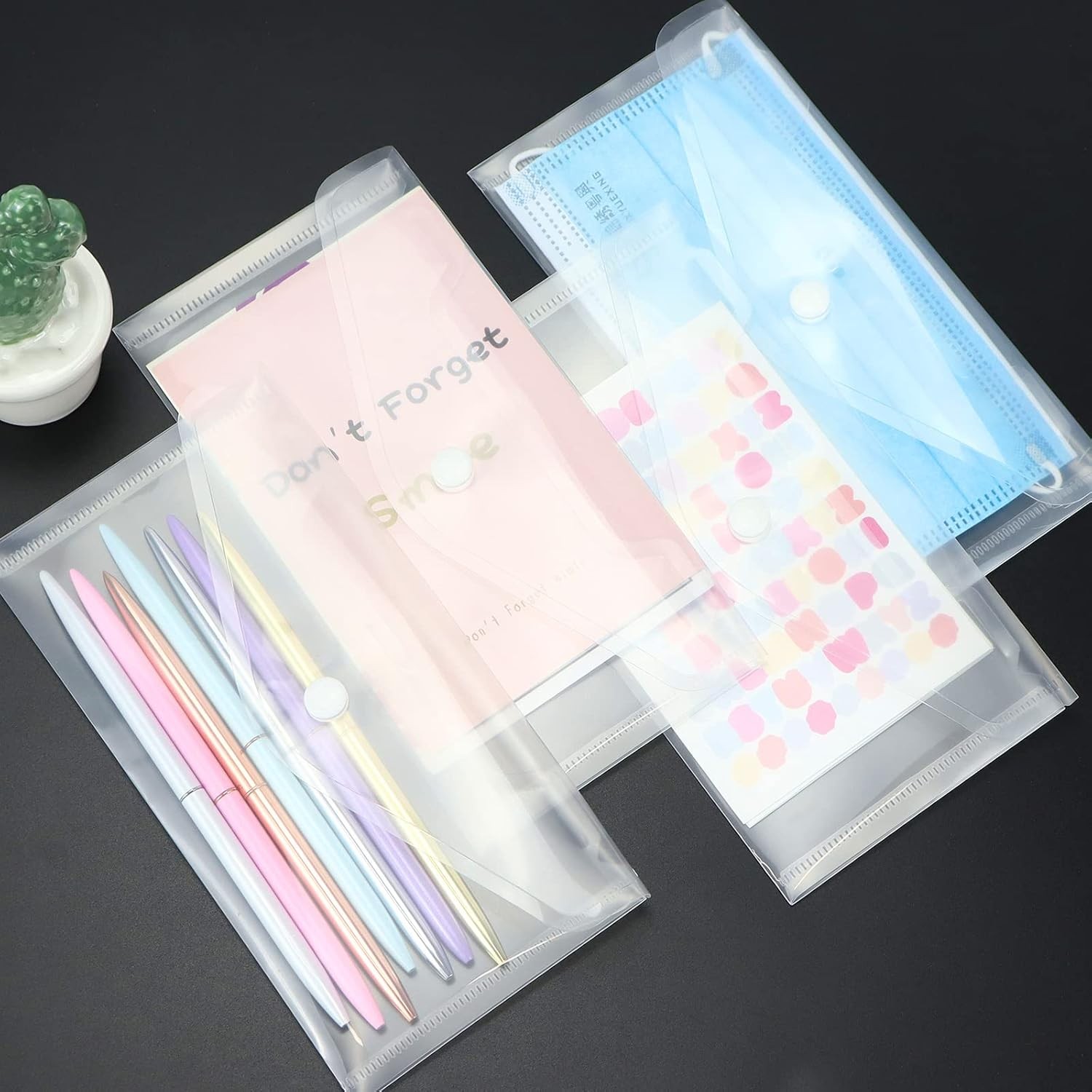 Plastic Envelopes 10 Pack Clear Document 4.13×7.87inch, Transparent