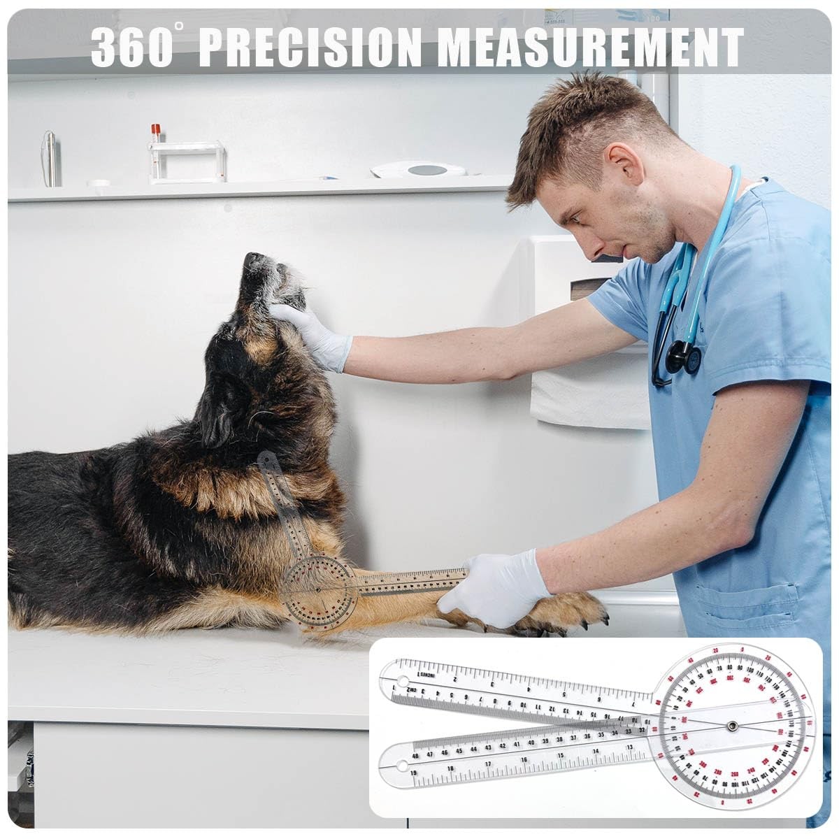Goniometer 12 inch, Transparent Orthopedic Angle Ruler Plastic Goniometer,…