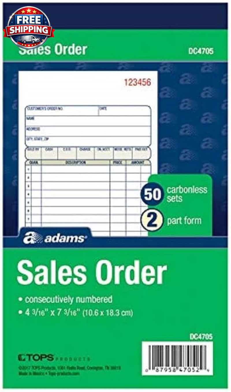 Sales Order Books, 2-Part, Carbonless, White/Canary, 4-3/16″ X 7-3/16″, Bound W