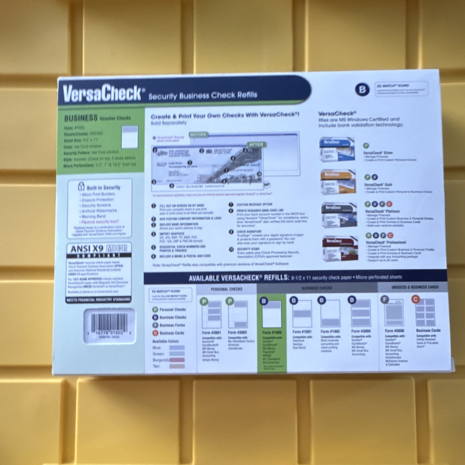 VersaCheck Security Business Voucher Checks #1000 250 Sheets 250 Checks
