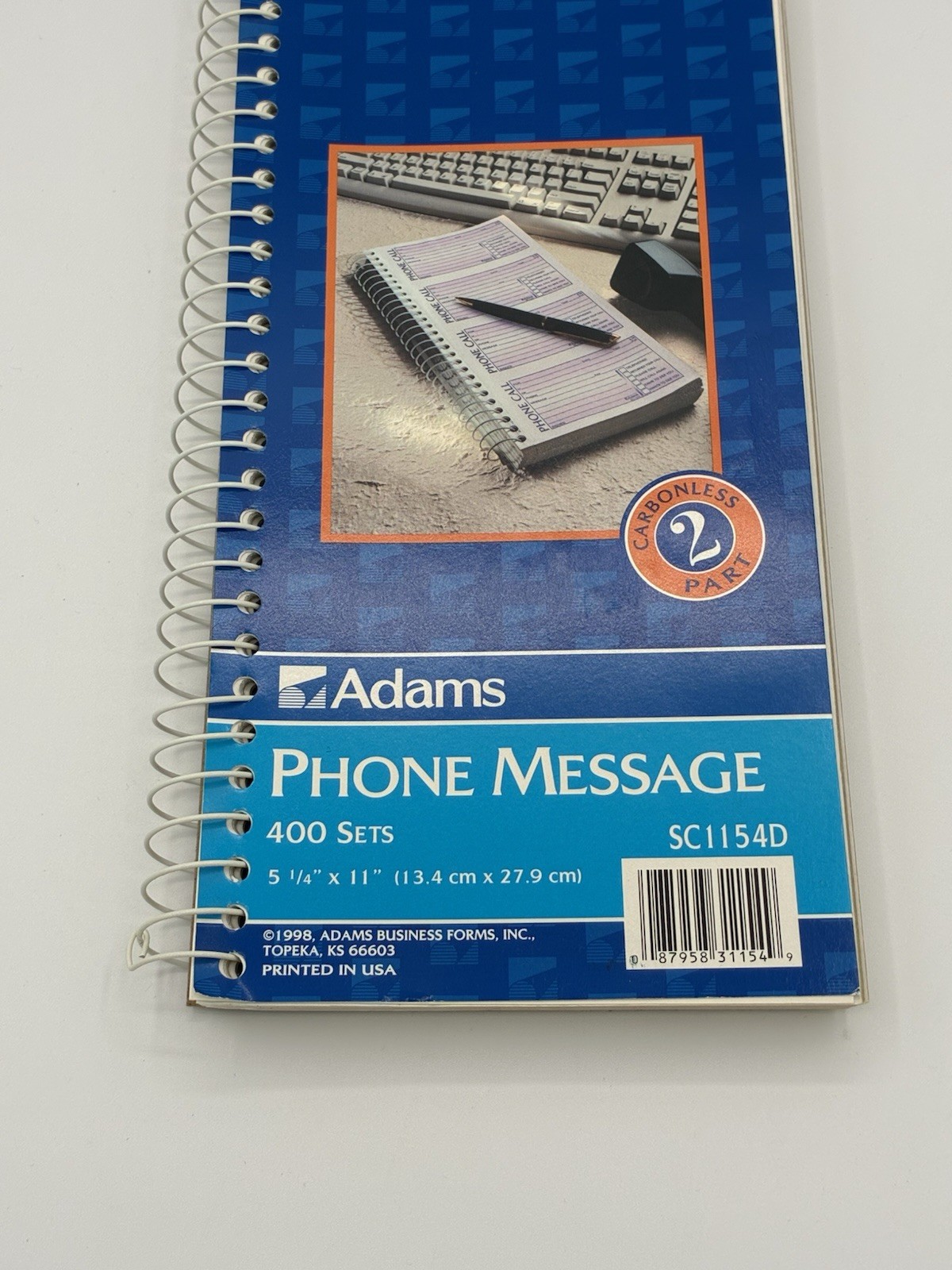 ADAMS Phone Message Book SC1154D Spiral Bound 400 Sets 2-Part Carbonless