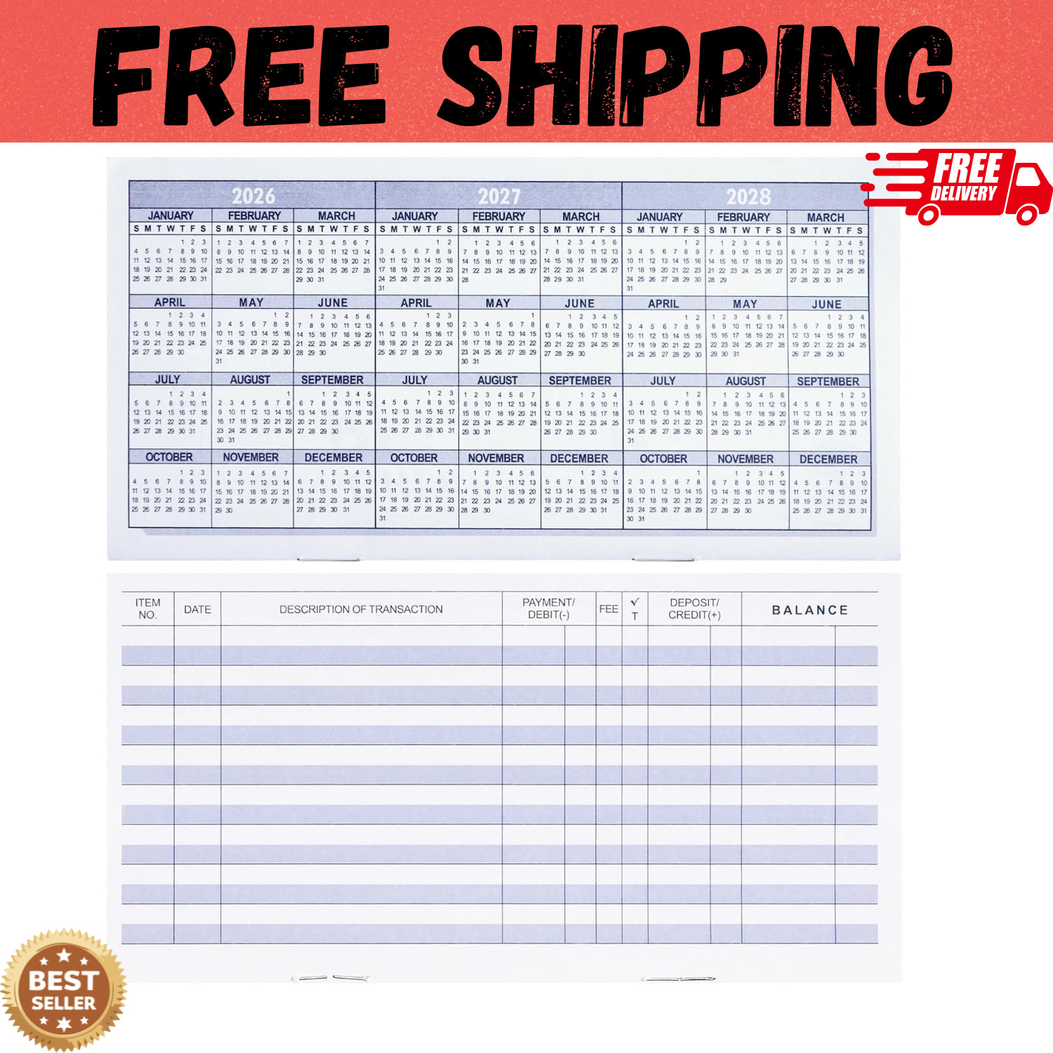 20 Pack Checkbook Register, Check Registers for Personal, Blank Ledger 20PCS