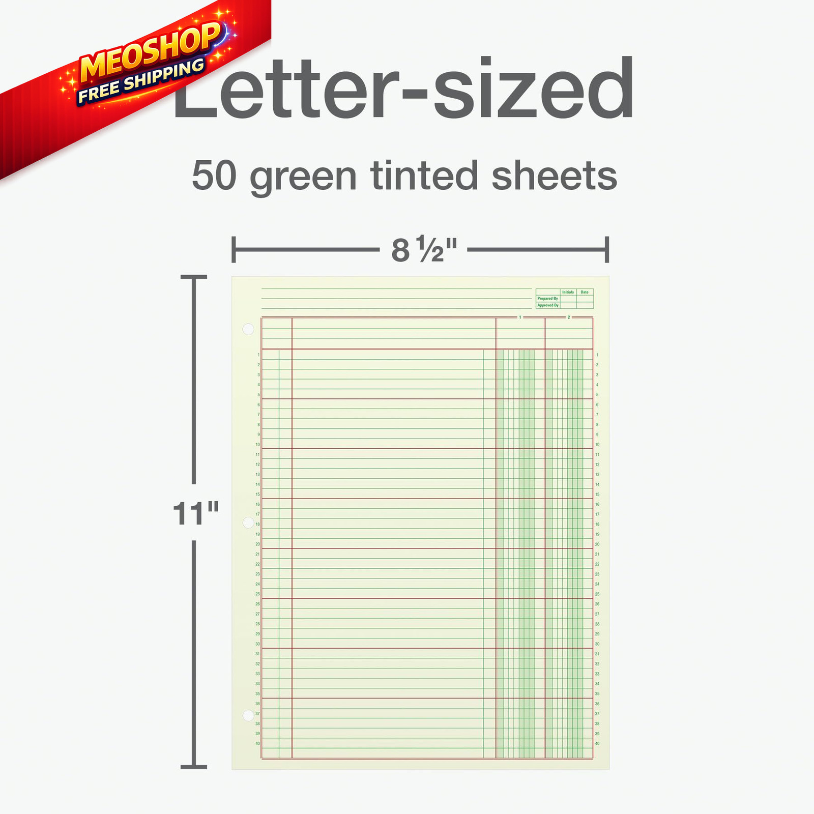Adams Columnar Analysis Pad, 2 Column Ledger, 8.5″ x 11″, (Pack of 1), Green