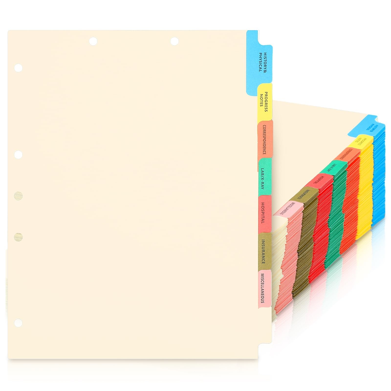 80 Sets Medical Chart Dividers with Tabs – 9 x 11 Inch, 8 Side Tabs Index Bla…