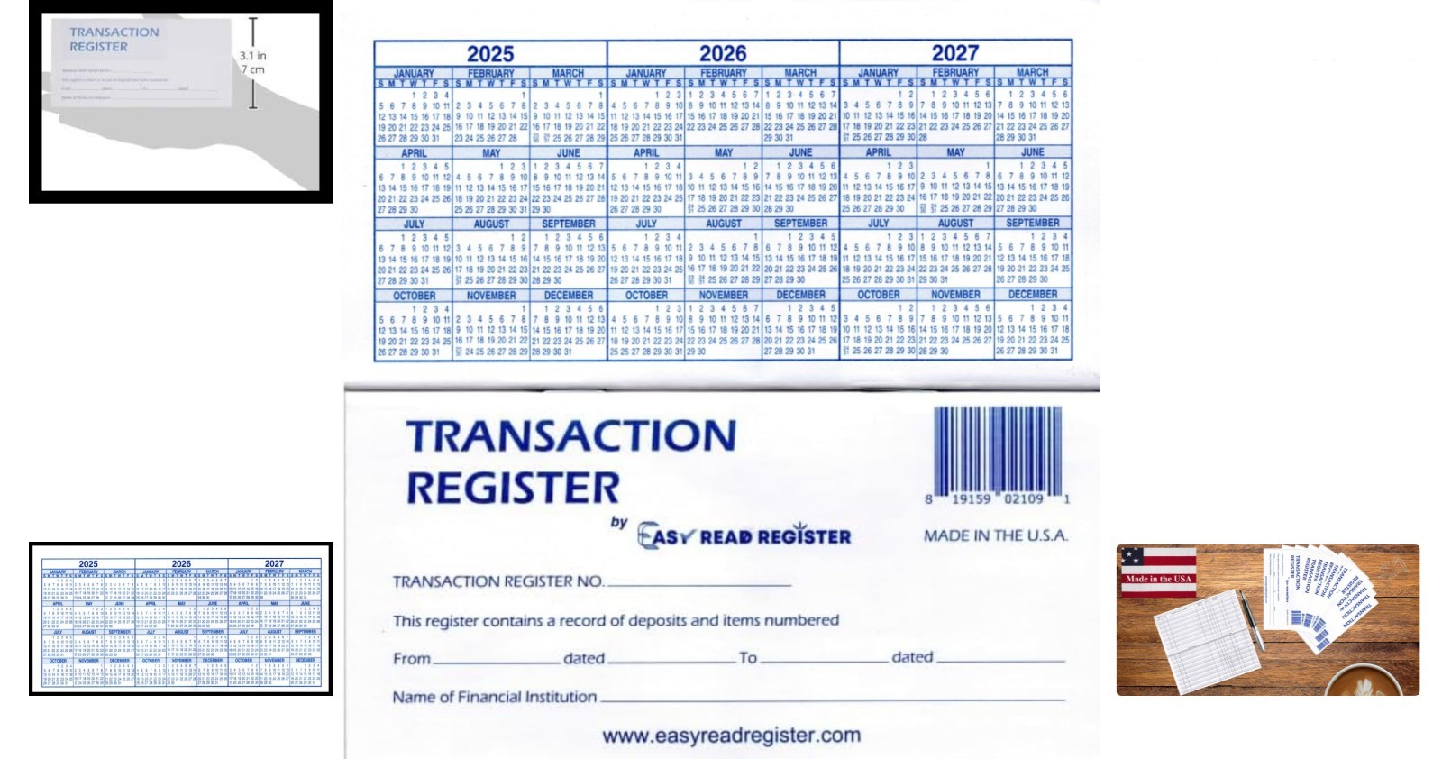 Compact 12-Pack Check Register Set – 444 Line Transaction Records & Calendars